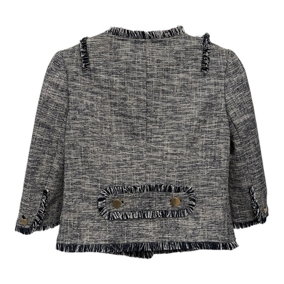 Tory Burch Cream Blue Tweed Jacket Cropped size 0 - Picture 4 of 14